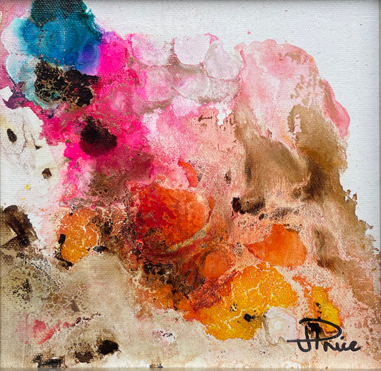 Molten Bloom - Abstract oil on canvas 9" 230mm